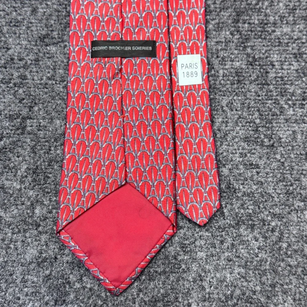 Cedric Brochier Soieries Tie Mens OS Red Eiffel Tower Paris 1889 Silk French Art